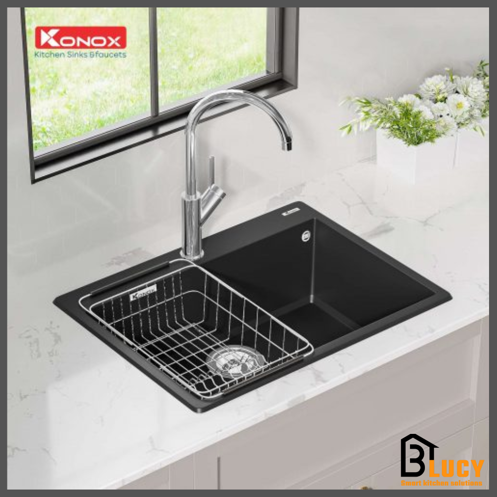 Chậu rửa bát đá Konox Ruvita 680 Black