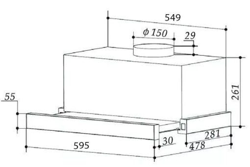 Máy hút mùi âm tủ 60cm Eurogold EUH01160