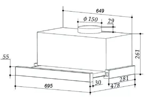 Máy hút mùi âm tủ 70cm Eurogold EUH01170