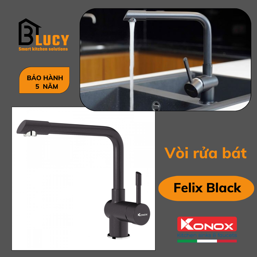 Vòi rửa bát Konox Felix Black